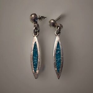 925 Sterling Silver Juan Sandoval Southwest Turquoise Dangle Earrings TS-79